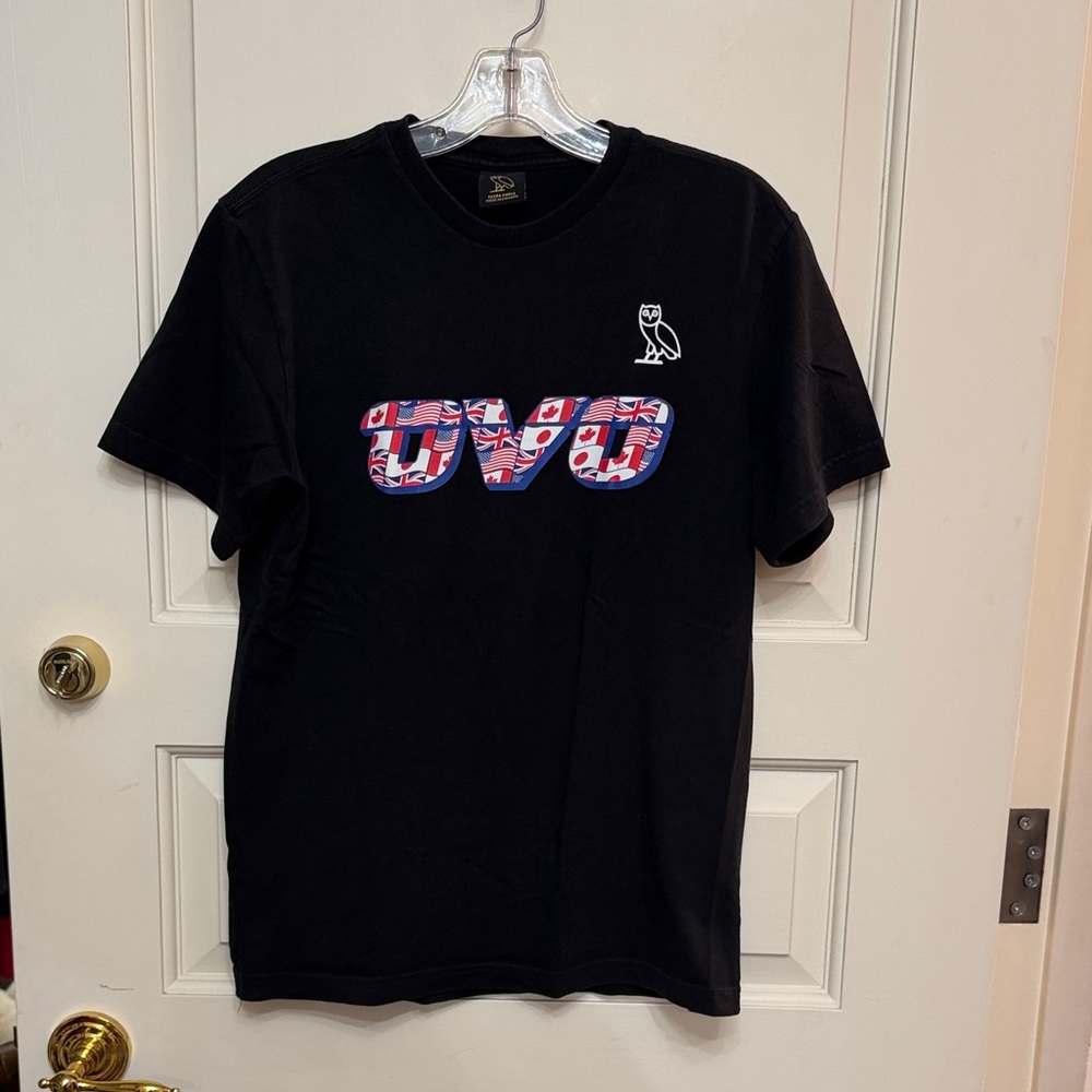 OVO Black Tee with Union Jack Graphic